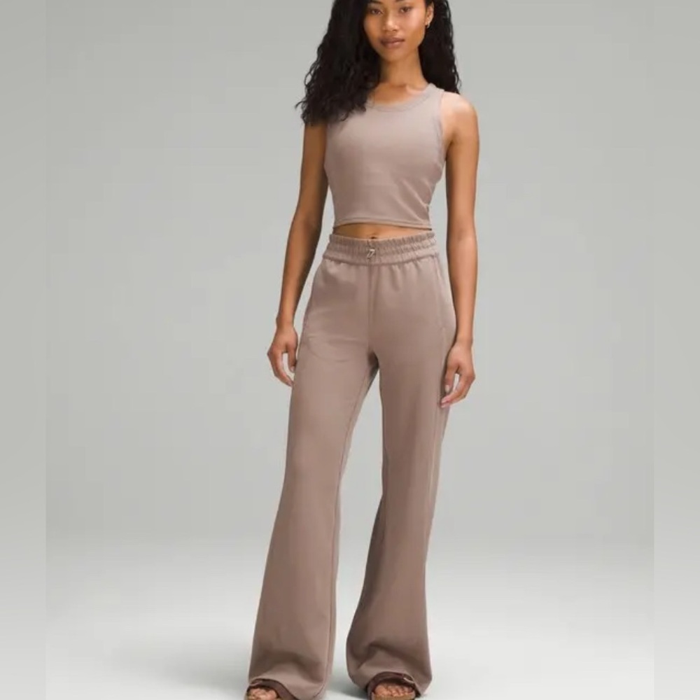 Lululemon Taupetastic  outfit ribbed Tank Top and Softstreme straight leg pants